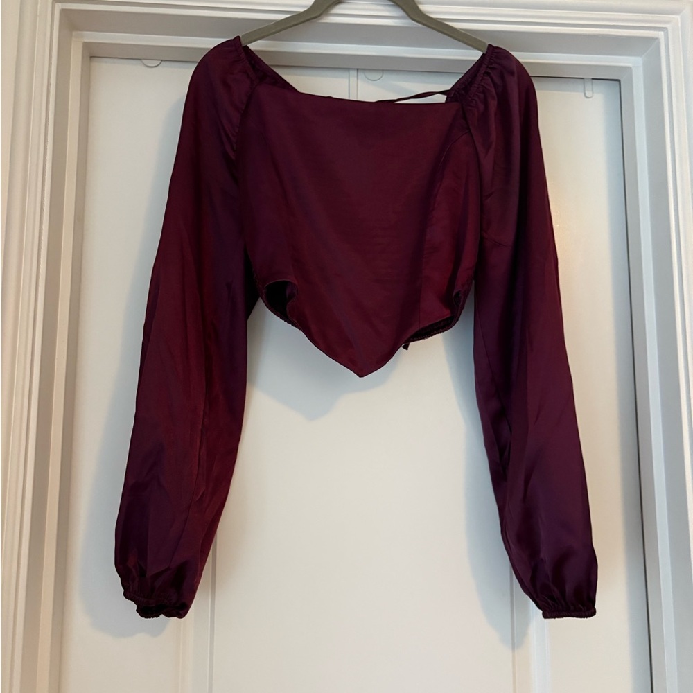 Altar'd State Burgundy Satin Blouse